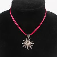 Zinc Alloy Necklace, with Ribbon, Unisex, bright rosy red 