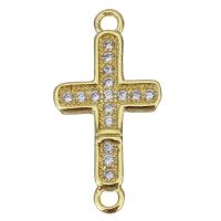 Cubic Zirconia Micro Pave Brass Connector, Cross, plated, fashion jewelry & DIY & with cubic zirconia, nickel, lead & cadmium free Approx 1.5mm 