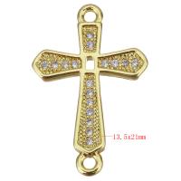 Cubic Zirconia Micro Pave Brass Connector, Cross, plated, fashion jewelry & DIY & with cubic zirconia, nickel, lead & cadmium free Approx 1.5mm 