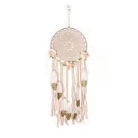 Fashion Dream Catcher, Cotton Thread, with Feather & Wood & Iron, handmade, dyed & woven pattern, beige, 800mm 