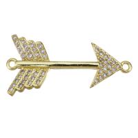 Cubic Zirconia Micro Pave Brass Connector, arrowhead, plated, fashion jewelry & DIY & with cubic zirconia, nickel, lead & cadmium free Approx 1.5mm 