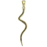 Cubic Zirconia Micro Pave Brass Pendant, Snake, plated, fashion jewelry & DIY & with cubic zirconia, nickel, lead & cadmium free Approx 