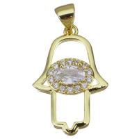 Cubic Zirconia Micro Pave Brass Pendant, Hamsa, plated, fashion jewelry & DIY & with cubic zirconia, nickel, lead & cadmium free Approx 