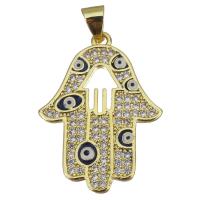Cubic Zirconia Micro Pave Brass Pendant, Evil Eye Hamsa, plated, fashion jewelry & DIY & with cubic zirconia, nickel, lead & cadmium free Approx 