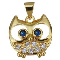 Cubic Zirconia Micro Pave Brass Pendant, Owl, plated, fashion jewelry & DIY & with cubic zirconia, nickel, lead & cadmium free Approx 