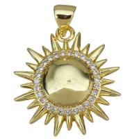 Cubic Zirconia Micro Pave Brass Pendant, Sun, plated, fashion jewelry & DIY & with cubic zirconia, nickel, lead & cadmium free Approx 