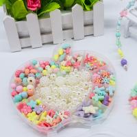Kinder-DIY Saiten-Perlen-Set, Acryl, Apfel, verschiedene Stile für Wahl, keine, 150x160x20mm, verkauft von Box
