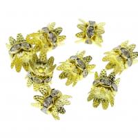 Brass Spacer Beads, Flower, gold color plated, with rhinestone, nickel, lead & cadmium free Approx 1mm 