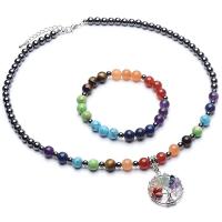 Jewelry Gift Sets, Natural Stone, bracelet & necklace, with Zinc Alloy, fashion jewelry 