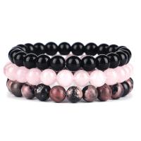 Gemstone Bracelets, Natural Stone, three pieces & fashion jewelry, multi-colored, 8mm Approx 18.5-19 cm 