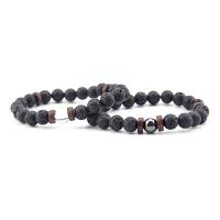 Lava Bead Bracelet, fashion jewelry, black, 19CMx8mm 