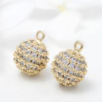 Cubic Zirconia Micro Pave Brass Pendant, Round, gold color plated, micro pave cubic zirconia, metallic color plated Approx 2mm 