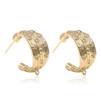 Brass Earring Stud Component, gold color plated, micro pave cubic zirconia, metallic color plated Approx 1.5mm 