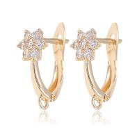 Brass Lever Back Earring Component, gold color plated, micro pave cubic zirconia, metallic color plated Approx 2.5mm 