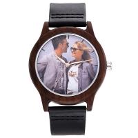 Men Wrist Watch, Black Sandalwood, with Zebrawood & PU Leather & Organic Glass & Stainless Steel, Japanese movement, plated, Life water resistant & for man 