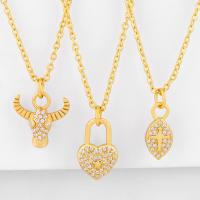 Brass Necklace, with Cubic Zirconia, fashion jewelry, gold, 45cm+5cmx1.4cmx1.4cm 
