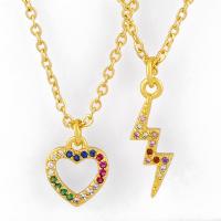 Brass Necklace, with Cubic Zirconia, fashion jewelry, gold, 45cm+5cmx1.1cmx1cm 