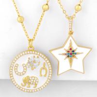 Cubic Zircon Micro Pave Brass Necklace, with Cubic Zirconia, fashion jewelry 45cm+5cmx2.3cmx2.3cm 