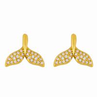 Brass Stud Earring, with Cubic Zirconia, fashion jewelry, golden 