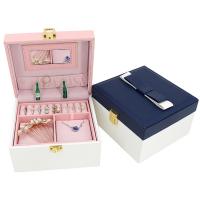 Multifunctional Jewelry Box, PU Leather, Double Layer & portable & with mirror & waterproof 