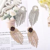 Fashion Tassel Earring, Zinc Alloy, plated, fashion jewelry & for woman & with rhinestone nickel, lead & cadmium free 