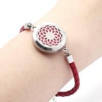 Perfume Aromatherapy Bracelet, 316L Stainless Steel, with leather cord, fashion jewelry 