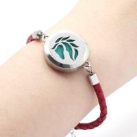 Perfume Aromatherapy Bracelet, 316L Stainless Steel, with leather cord, fashion jewelry 