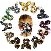 Bunny Ears Hair Scrunchies, Cloth, with Plastic Pearl, printing, durable & elastic 90mm 