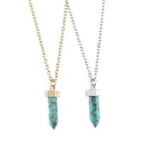 Turquoise Zinc Alloy Necklace, with turquoise, with 1.96 inch extender chain, Bullet, plated, for woman Approx 17.72 Inch 