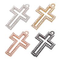 Cubic Zirconia Micro Pave Brass Pendant, Cross, plated, micro pave cubic zirconia & for woman & hollow Approx 1.2mm 