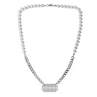 Edelstahl Schmuck Halskette, mit Kunststoff Perlen, Modeschmuck & unisex, verkauft von Strang