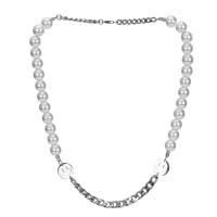 Stainless Steel Jewelry Necklace, with Plastic Pearl, fashion jewelry & Unisex 