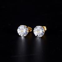 Stainless Steel Stud Earring, fashion jewelry & with cubic zirconia 