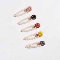 Alligator Hair Clip, Zinc Alloy, with Plastic Pearl, durable & for woman & enamel 