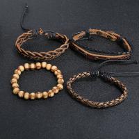 Faux Leather Bracelet Set, bracelet, with Zinc Alloy, vintage & 4 pieces & fashion jewelry, 60mm 