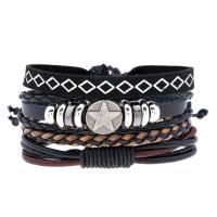 Faux Leather Bracelet Set, bracelet, with Zinc Alloy, vintage & 4 pieces & fashion jewelry, 60mm 