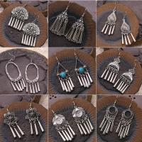 Fashion Tassel Earring, Zinc Alloy, with turquoise, plated, fashion jewelry & for woman nickel, lead & cadmium free 