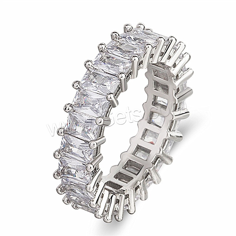 Sterling Silver Finger Ring, Brass, platinum plated, different size for choice & for woman & with rhinestone, metallic color plated, Sold By PC