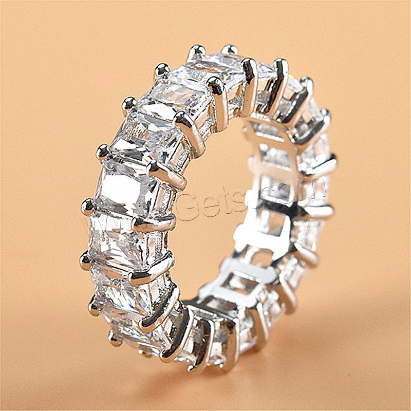 Sterling Silver Finger Ring, Brass, platinum plated, different size for choice & for woman & with rhinestone, metallic color plated, Sold By PC