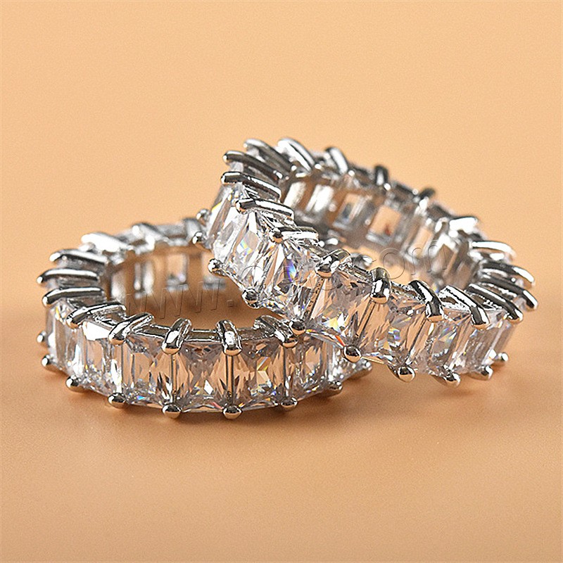 Sterling Silver Finger Ring, Brass, platinum plated, different size for choice & for woman & with rhinestone, metallic color plated, Sold By PC