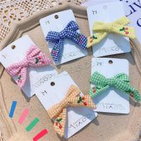 Cloth Alligator Hair Clip, Bowknot, printing, embroidered & gingham & for children 50mm 