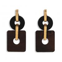 Zinc Alloy Drop Earring, Wood, with Zinc Alloy, fashion jewelry & for woman, black 