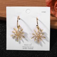 Zinc Alloy Drop Earring, with acrylic rhinestone, plated, fashion jewelry & for woman, gold, nickel, lead & cadmium free 
