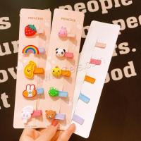 Resin Alligator Hair Clip, with Cloth, Cartoon, 5 pieces & for children 30mm 
