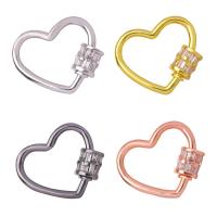 Fashion Carabiner Key Ring, Brass, Heart, plated, DIY & micro pave cubic zirconia 