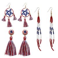 Fashion Tassel Earring, Lampwork, fashion jewelry & united states flag pattern & for woman 