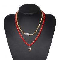 Fashion Multi Layer Necklace, Zinc Alloy, with Shell, plated, fashion jewelry & for woman, nickel, lead & cadmium free 