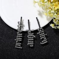 Hair Slide, Zinc Alloy, hair slide, plated, three pieces & fashion jewelry & for woman & with rhinestone, nickel, lead & cadmium free 