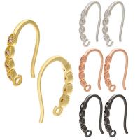 Brass Hook Earwire, plated, DIY & micro pave cubic zirconia Approx 1mm 