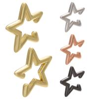 Brass Earring Clip, Star, plated, for woman 